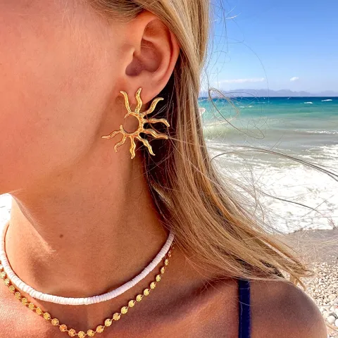 vattentät sol örhängen i förgyllt stål - OCEANA