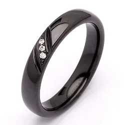 Vigselsring i svart stål 0,045 ct
