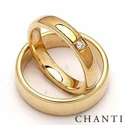 Vigselsringar i 14  karat guld 0,05 ct - set