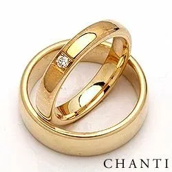 Vigselsringar i 14  karat guld 0,05 ct - set