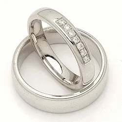 Vigselsringar i 14  karat vitguld 0,116 ct