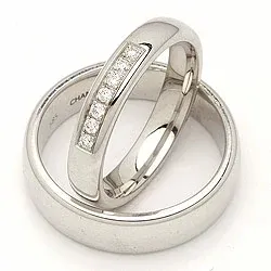 Vigselsringar i 14  karat vitguld 0,116 ct