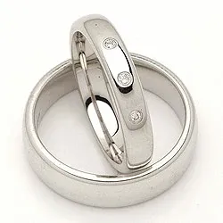 Vigselsringar i 14  karat vitguld 0,045 ct