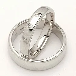 Vigselsringar i 14  karat vitguld 0,045 ct