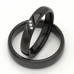 Vigselsringar i svart stål 0,045 ct