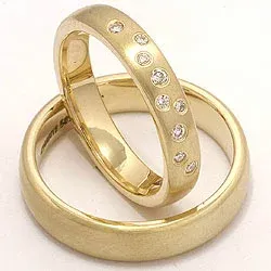 Vigselsringar i 14  karat guld 0,126 ct - set