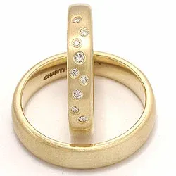 Vigselsringar i 14  karat guld 0,126 ct - set