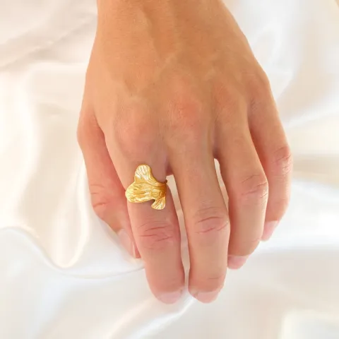 vattentät blad justerbar ring i förgyllt stål - OCEANA