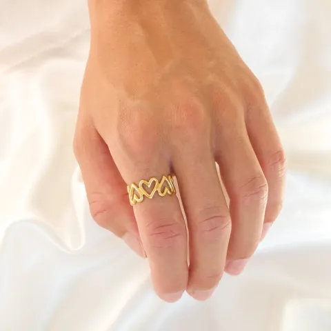 vattentät hjärta justerbar ring i förgyllt stål - OCEANA