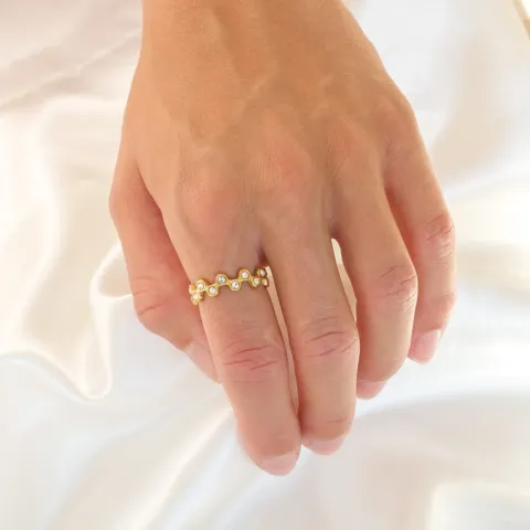 vattentät zirkon justerbar ring i förgyllt stål - OCEANA