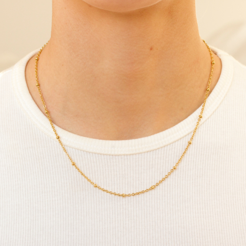 vattentät kula halsband i förgyllt stål 45 cm x 2,8 mm  - OCEANA