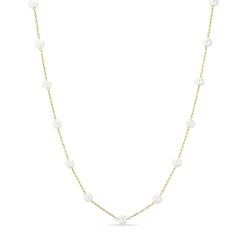 vattentät pärla halsband i förgyllt stål 45+5 cm x 4,2 mm  - OCEANA