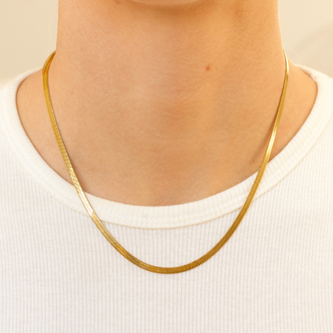 vattentät ormhalskedja i förgyllt stål 40+5 cm x 3 mm  - OCEANA