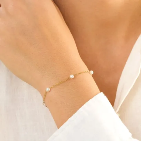 vattentät pärla armband i förgyllt stål - OCEANA