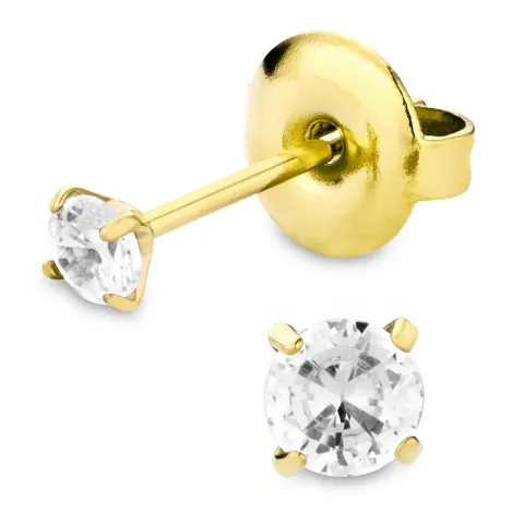 3 mm vattentät solitäreörhängestift i förgyllt stål - OCEANA