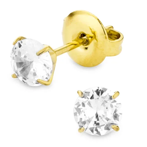 5 mm vattentät solitäreörhängestift i förgyllt stål - OCEANA