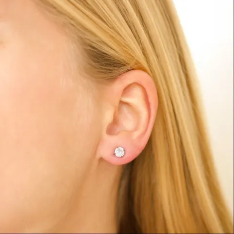 5 mm vattentät solitäreörhängestift i förgyllt stål - OCEANA