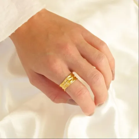 vattentät justerbar ring str. 54-58 i förgyllt stål - OCEANA