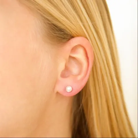 5 mm vattentät pärla örhängestift i förgyllt stål - OCEANA