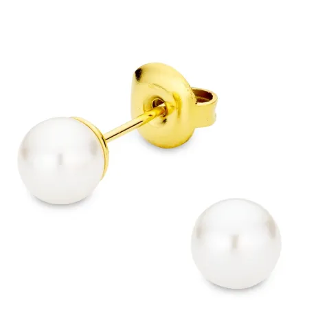 6 mm vattentät pärla örhängestift i förgyllt stål - OCEANA