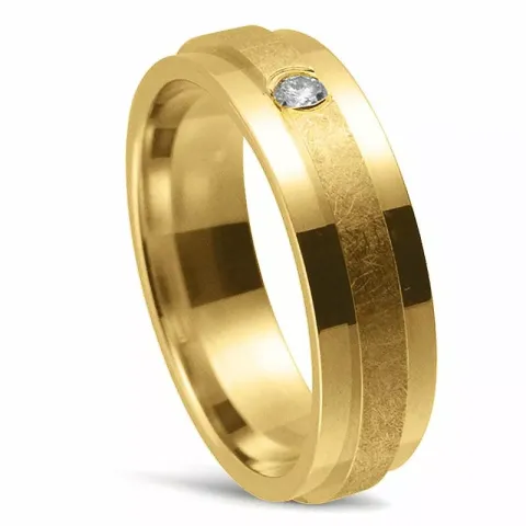 Bred Damring i 14  karat guld 0,06 ct