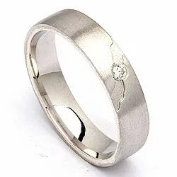 Vigselsring i silver 0,035 ct