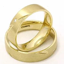 Vigselsringar i 14  karat guld 0,025 ct - set