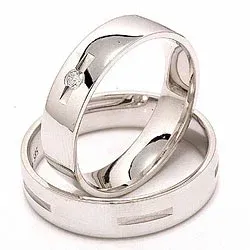 Vigselsringar i 14  karat vitguld 0,035 ct - set