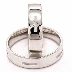 Vigselsringar i 14  karat vitguld 0,035 ct - set