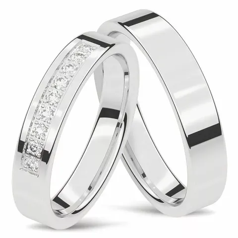 vigselsringar i 14  karat vitguld 9 x 0,015 ct - set