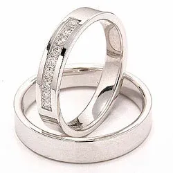 vigselsringar i 14  karat vitguld 9 x 0,015 ct - set
