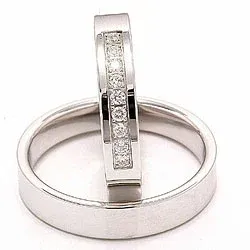vigselsringar i 14  karat vitguld 9 x 0,015 ct - set
