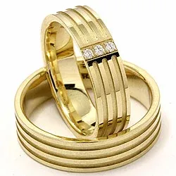 Vigselsringar i 14  karat guld 0,018 ct - set