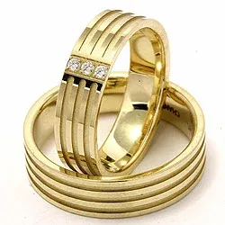 Vigselsringar i 14  karat guld 0,018 ct - set