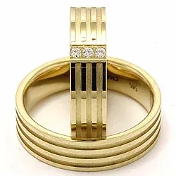Vigselsringar i 14  karat guld 0,018 ct - set
