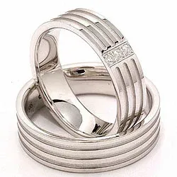 Vigselsringar i 14  karat vitguld 0,018 ct - set