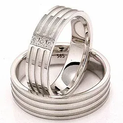 Vigselsringar i 14  karat vitguld 0,018 ct - set