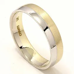 Matt och blank bred vigselsring i 14  karat guld- och vitguld
