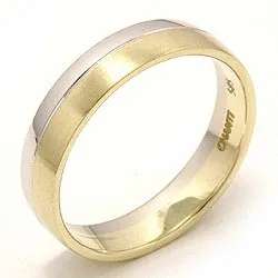 Matt och blank bred vigselsring i 14  karat guld- och vitguld