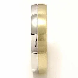 Matt och blank bred vigselsring i 14  karat guld- och vitguld