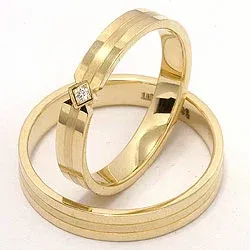 diamant vigselsringar i 14  karat guld 0,018 ct - set