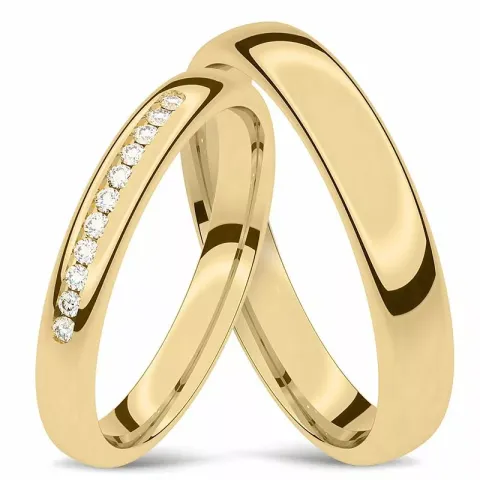 vigselsringar i 14  karat guld 0,008 ct - set