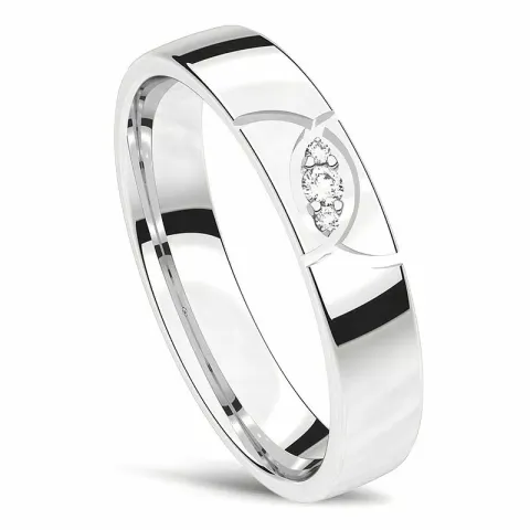 Blank vigselsring i 14  karat vitguld 0,018 ct och 0,006 ct