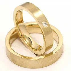 Vigselsringar i 14  karat guld 0,05 ct - set