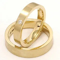 Vigselsringar i 14  karat guld 0,05 ct - set
