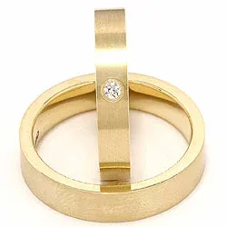 Vigselsringar i 14  karat guld 0,05 ct - set
