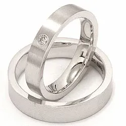 Vigselsringar i 14  karat vitguld 0,05 ct - set