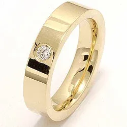 Vigselsring i 14  karat guld 0,10 ct
