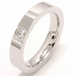 Elegant briljant vigselsring i 14  karat vitguld 0,10 ct
