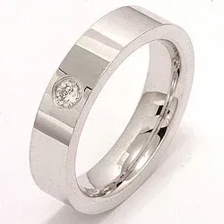 Vigselsring i 14  karat vitguld 0,10 ct
